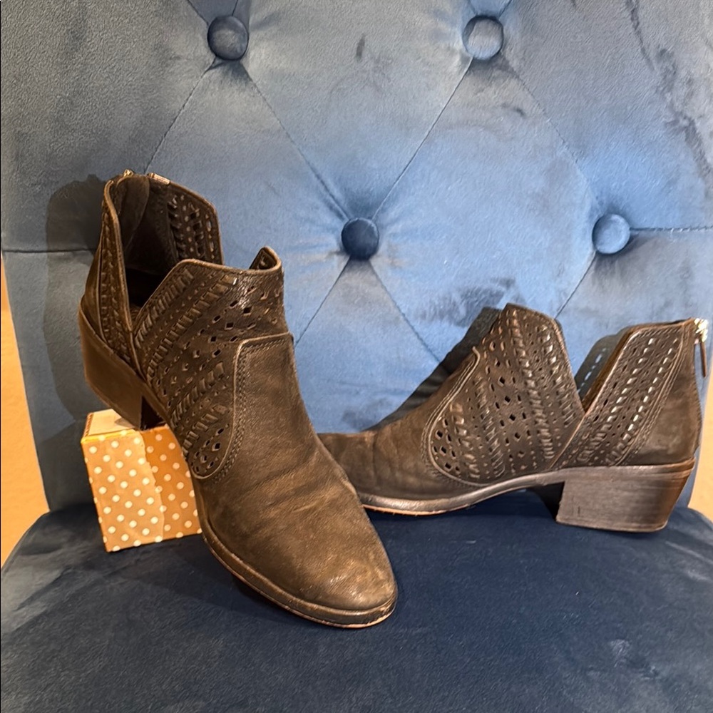 Vince Camuto Black Ankle Booties with Stacked Heel